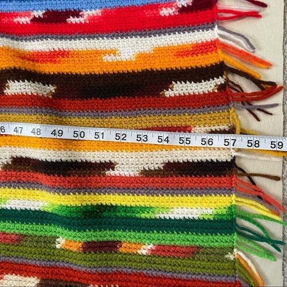 Southwest or rainbow colored knitted throw blanket - Picture 10 of 10